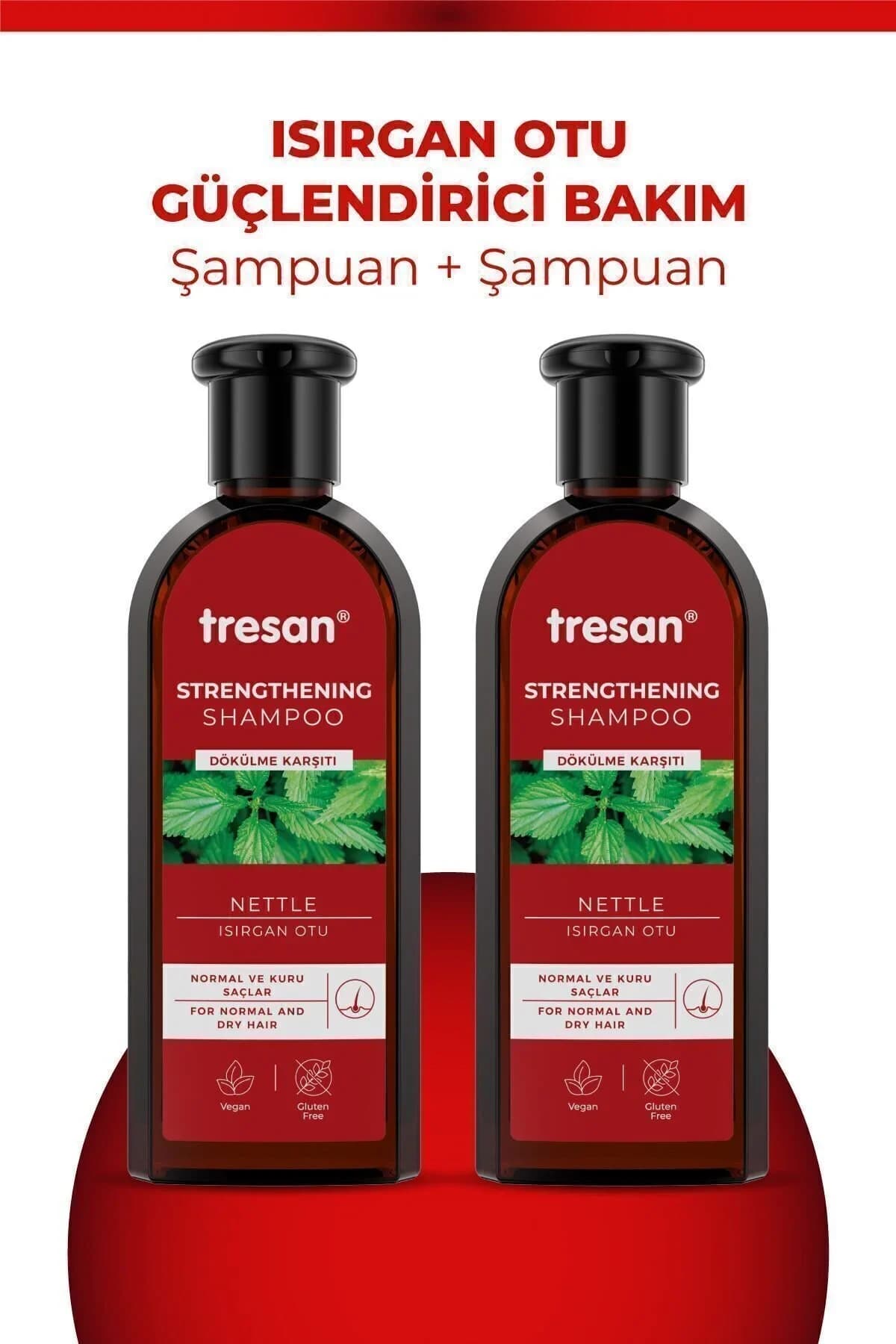 Tresan Isırgan Otu Dökülme Karşıtı & Güçlendirici Bakım Şampuanı – Normal ve Kuru Saçlar (300 ml X2) - Görsel 1
