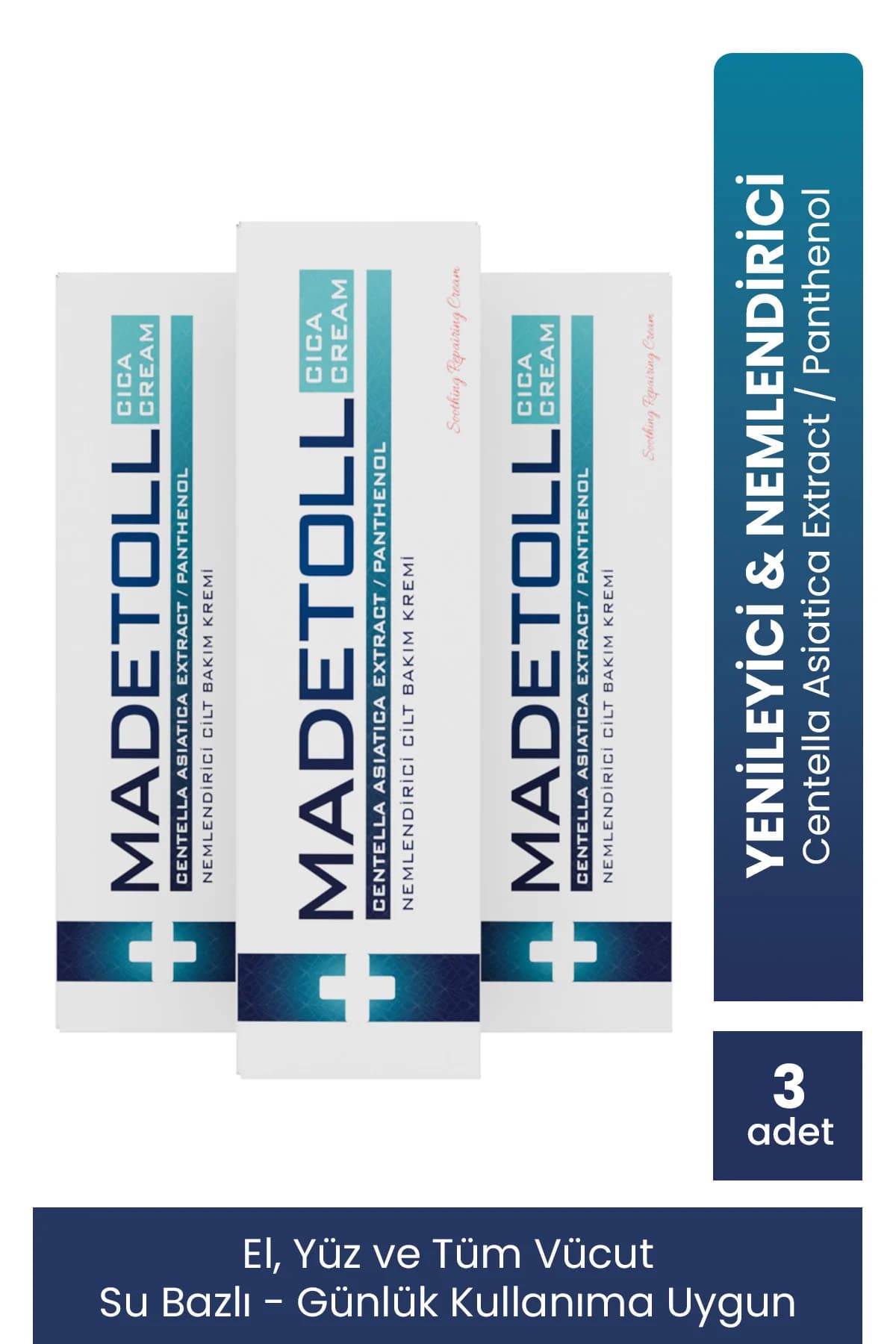 Madetoll 37 gr 3 adet- Nemlendirici,Onarıcı ve Yatıştırıcı Etkili Cica Krem