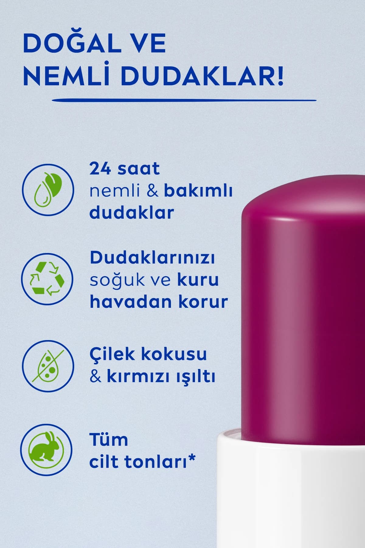Nivea Lip Stick Böğürtlen - Görsel 2