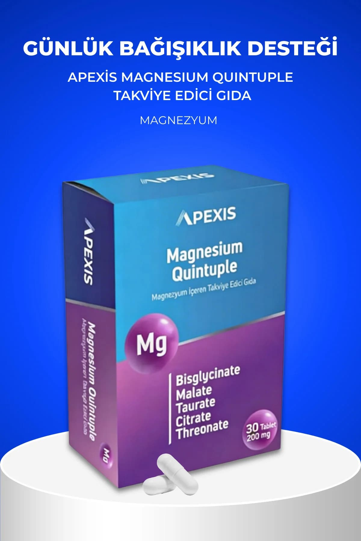Apexis Magnesium Quintuple 30 Tablet - Görsel 2