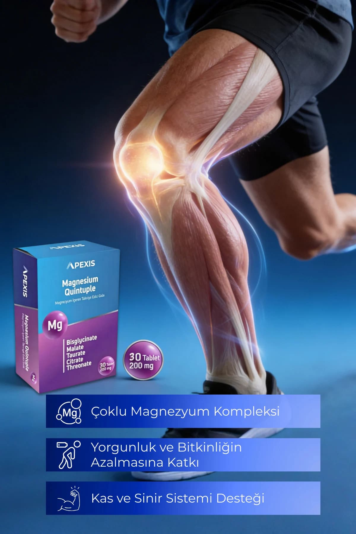 Apexis Magnesium Quintuple 30 Tablet - Görsel 5